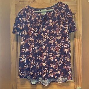 Knox Rose Floral Blouse - Purple and Cream